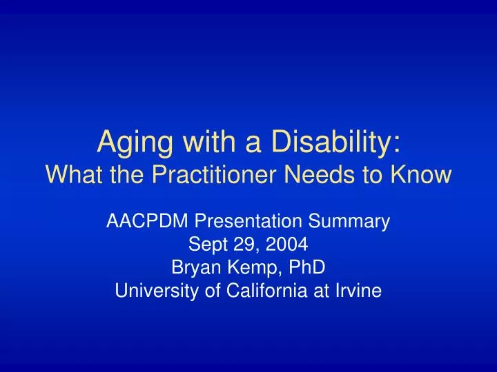 aging with a disability what the practitioner needs to know