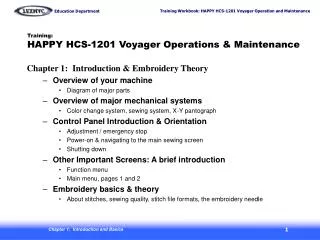 Training: HAPPY HCS-1201 Voyager Operations &amp; Maintenance