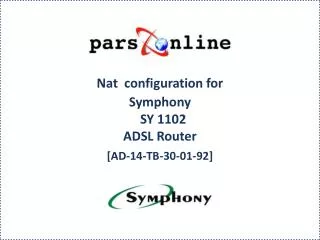 nat configuration for symphony sy 1102 adsl router