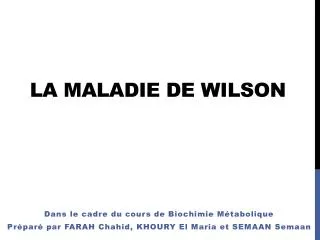 la maladie de wilson
