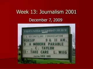 Week 13: Journalism 2001