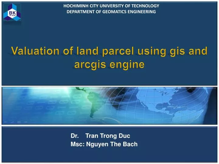 valuation of land parcel using gis and arcgis engine