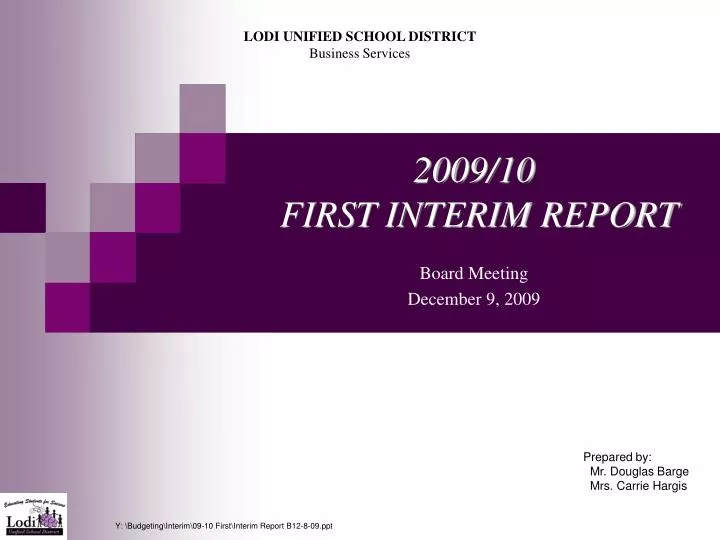 2009 10 first interim report