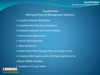 EasyPAY.Web Web based Payroll Management Software.