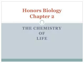Honors Biology Chapter 2