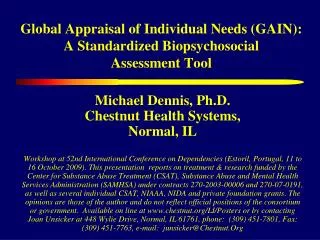 global appraisal of individual needs gain a standardized biopsychosocial assessment tool