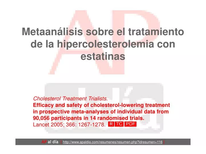 metaan lisis sobre el tratamiento de la hipercolesterolemia con estatinas