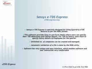 Sensys e-TDS Express eTDS express way