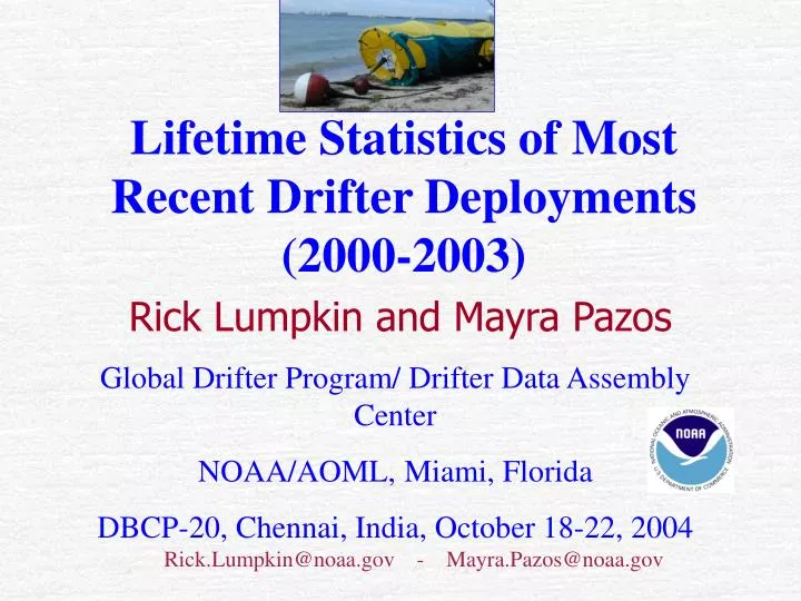 lifetime statistics of most recent drifter deployments 2000 2003