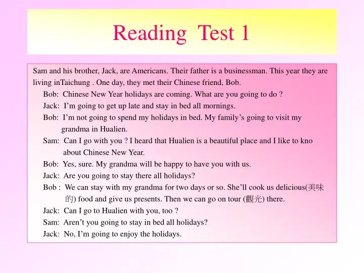 reading test 1