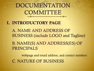 DOCUMENTATION COMMITTEE