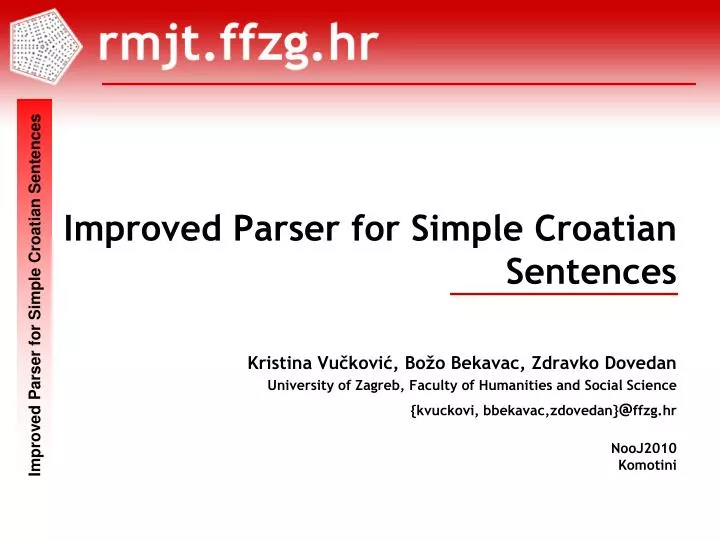 improved parser for simple croatian sentences