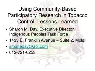 Using Community-Based Participatory Research in Tobacco Control: Lessons Learned