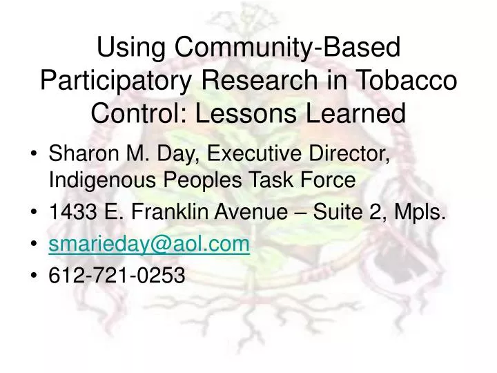 using community based participatory research in tobacco control lessons learned