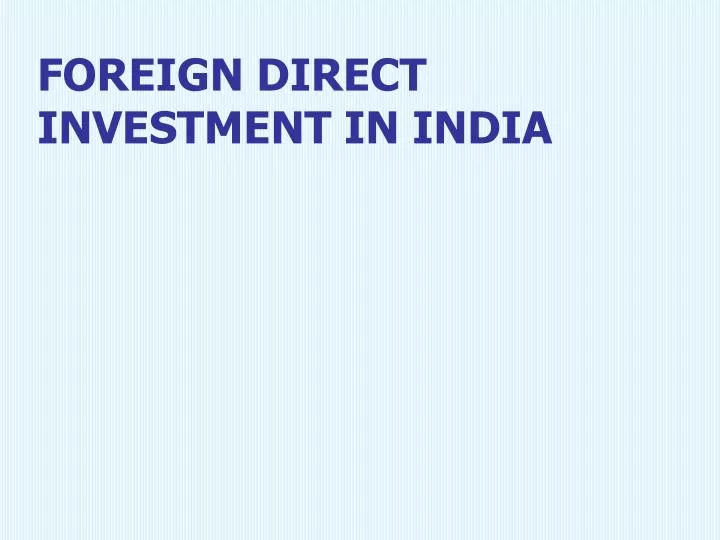 foreign direct investment in india