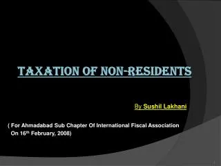 TAXATION OF NON-RESIDENTS