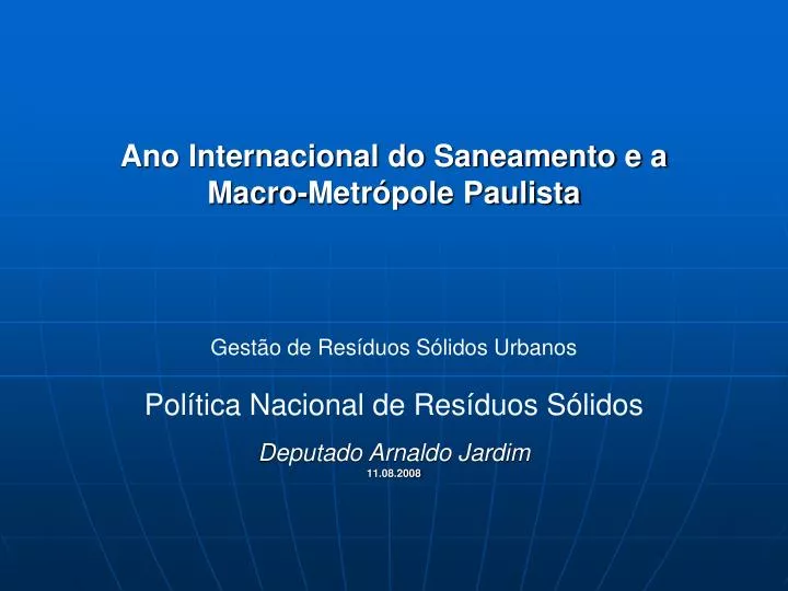 ano internacional do saneamento e a macro metr pole paulista