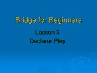 Bridge for Beginners