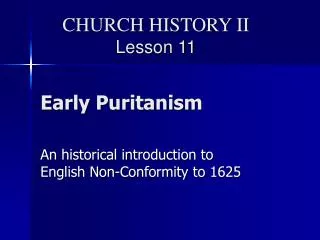 Early Puritanism