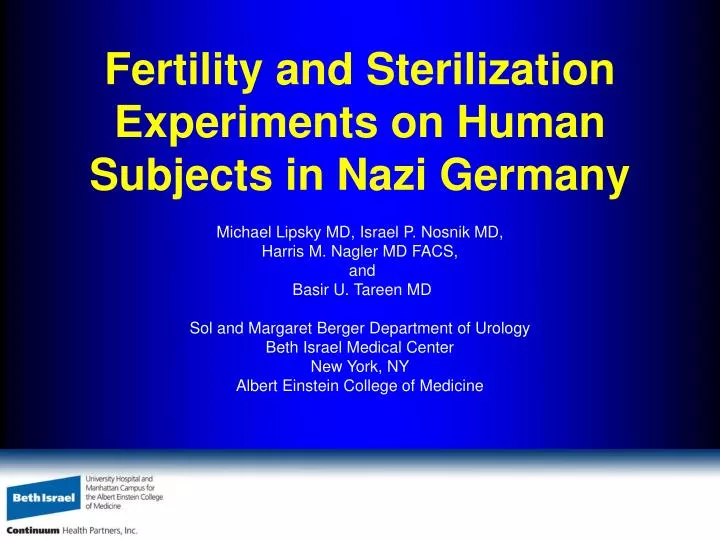 fertility and sterilization experiments on human subjects in nazi germany