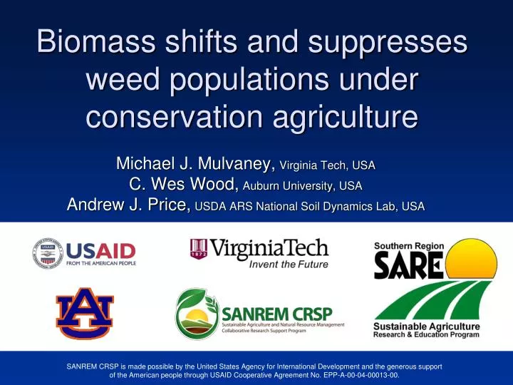 biomass shifts and suppresses weed populations under conservation agriculture