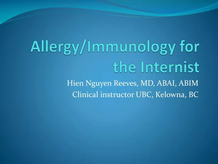 allergy immunology for the internist