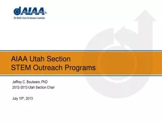 AIAA Utah Section STEM Outreach Programs