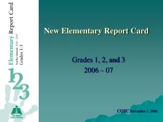 New Elementary Report Card
