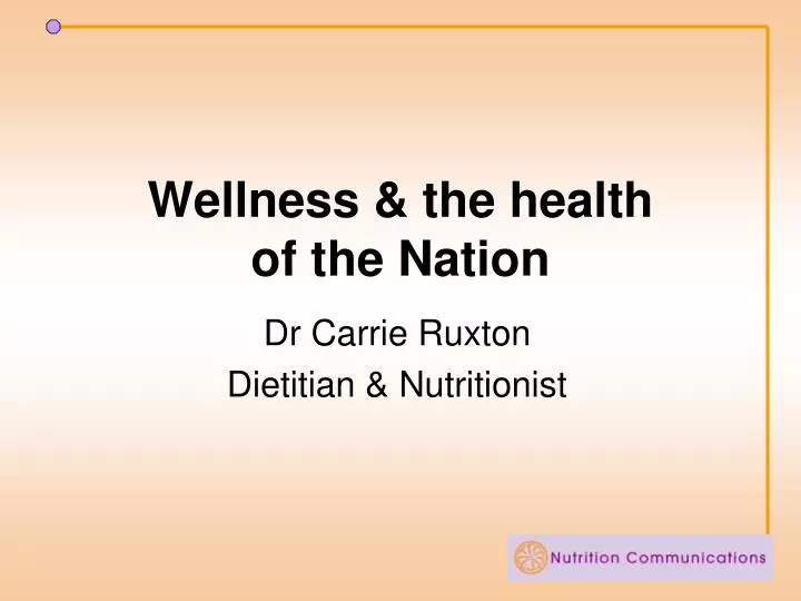 wellness the health of the nation