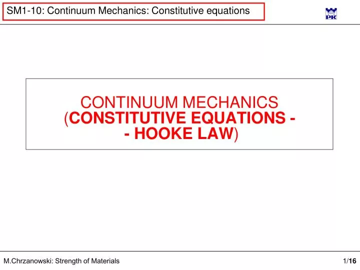 continuum mechanics constitutive equations hooke law