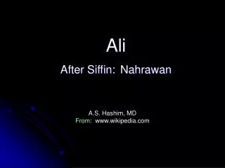 Ali After Siffin: Nahrawan