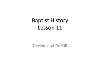 Baptist History Lesson 11