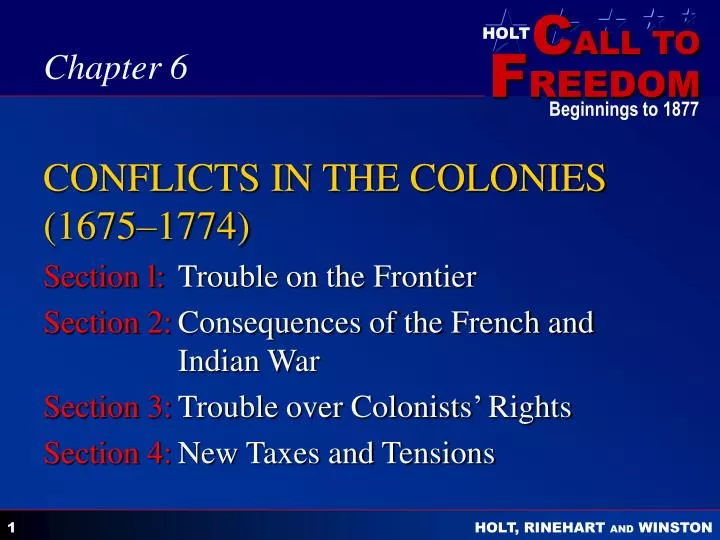 conflicts in the colonies 1675 1774