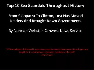 Top 10 Sex Scandals Throughout History