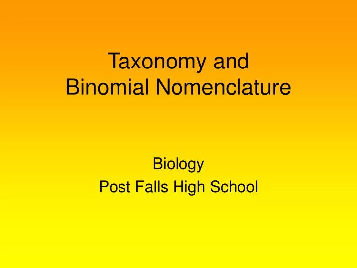 taxonomy and binomial nomenclature