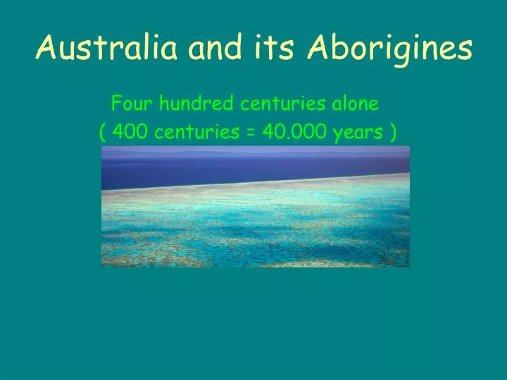 australia and its aborigines