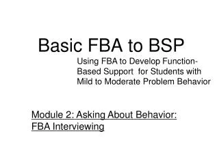 Basic FBA to BSP