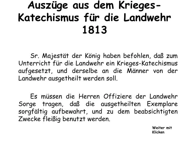 ausz ge aus dem krieges katechismus f r die landwehr 1813