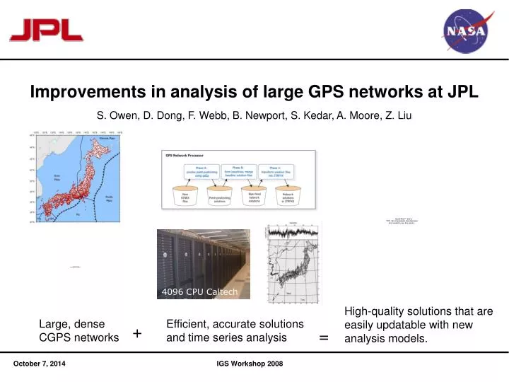 improvements in analysis of large gps networks at jpl