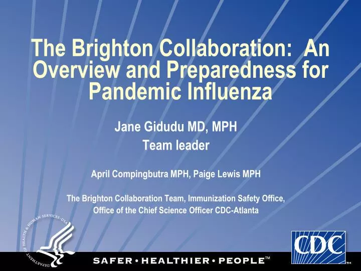 the brighton collaboration an overview and preparedness for pandemic influenza