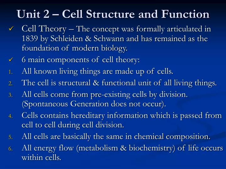 unit 2 cell structure and function