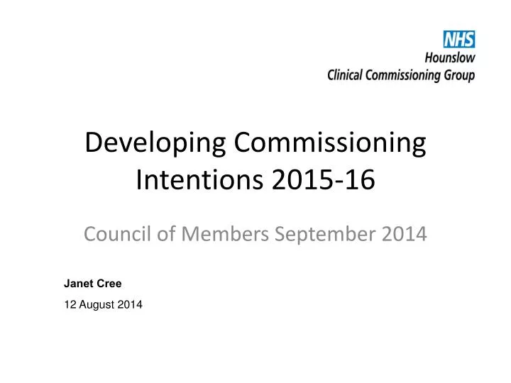 developing commissioning intentions 2015 16