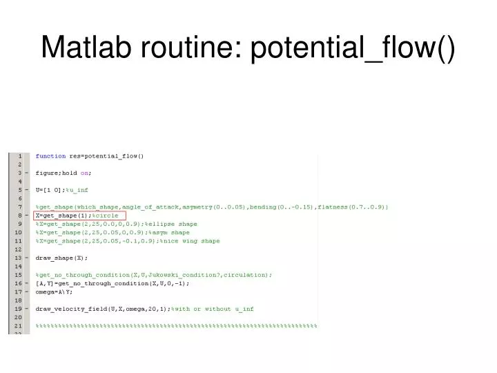 matlab routine potential flow