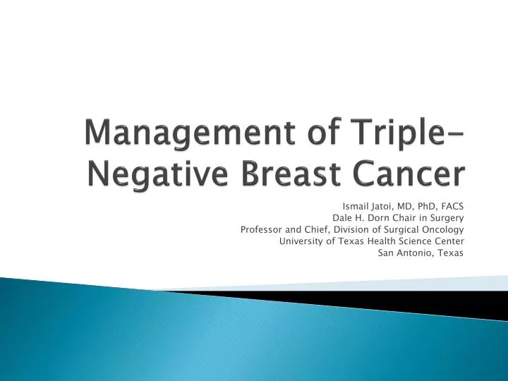 management of triple negative breast cancer