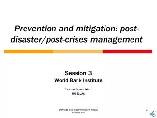 Prevention and mitigation: post-disaster/post-crises management