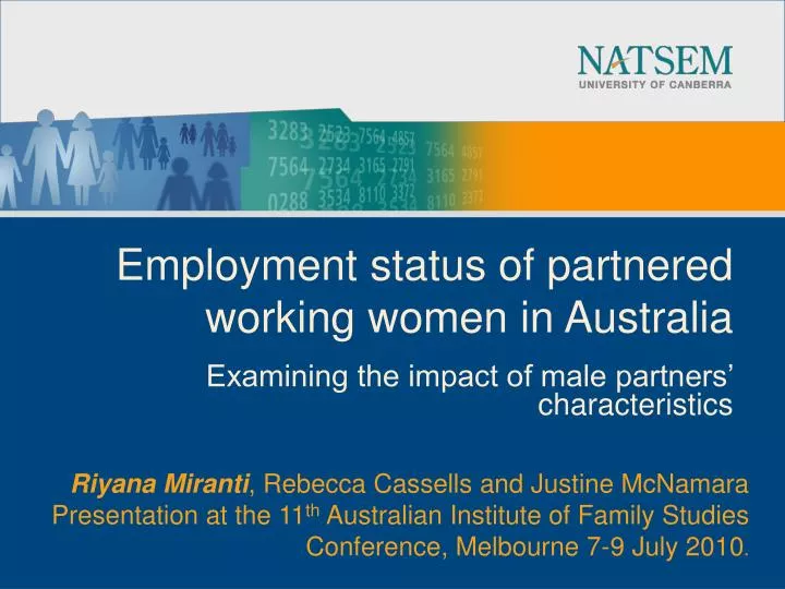 employment status of partnered working women in australia