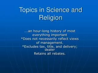 topics in science and religion