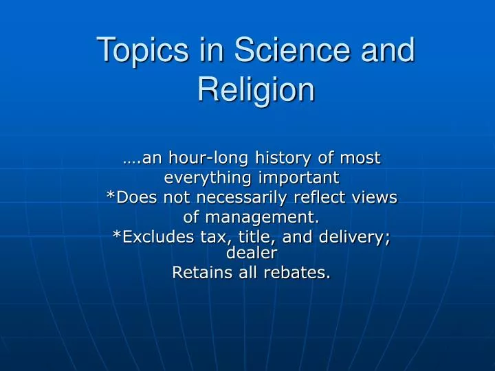 topics in science and religion