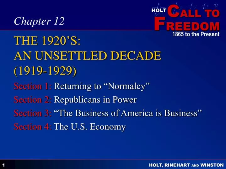 the 1920 s an unsettled decade 1919 1929