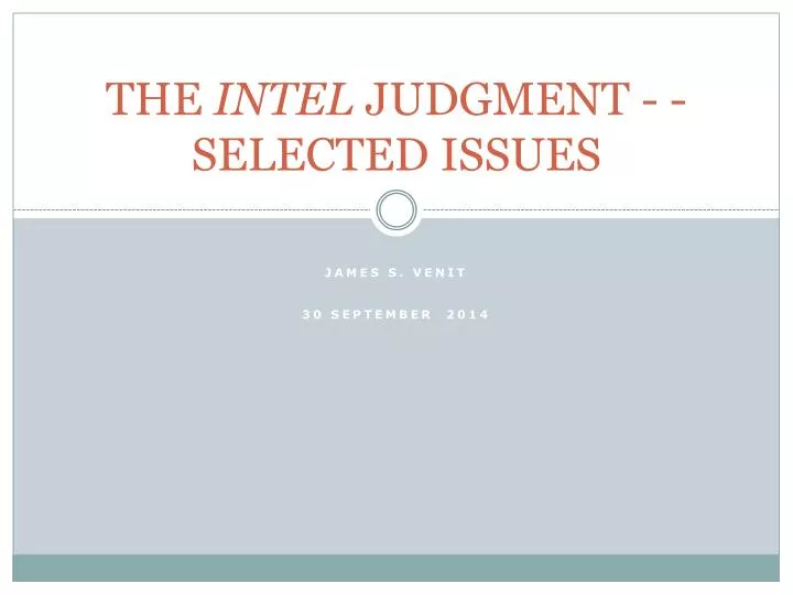 the intel judgment selected issues